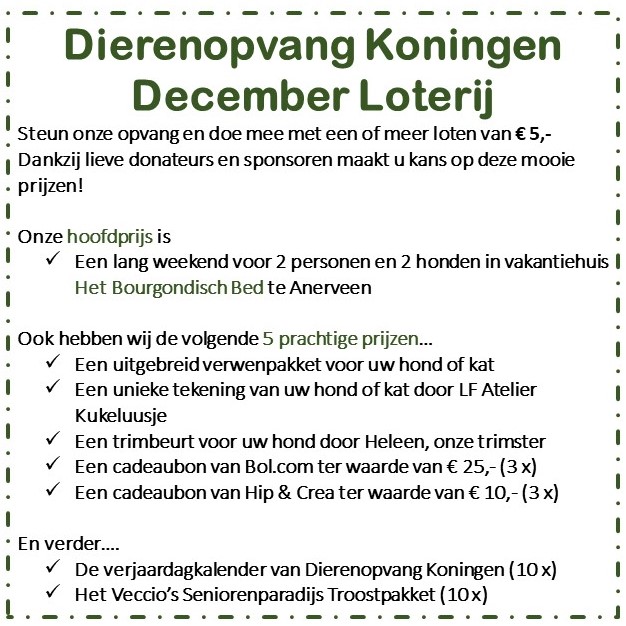 Dierenopvang Koningen December Loterij 1